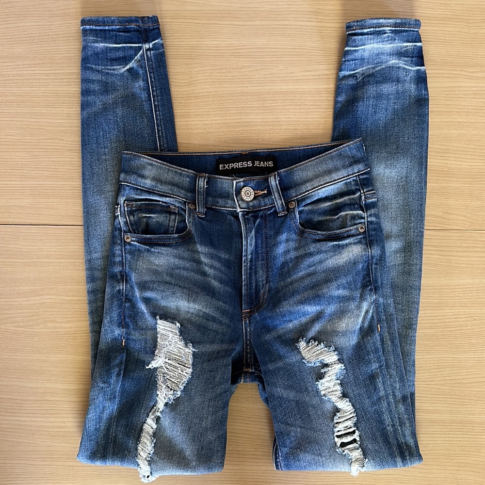 Express Ripped High Rise Jeans 00